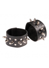 Чёрные напульсники с шипами и заклепками - Sitabella - купить с доставкой в Рыбинске