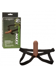 Коричневый фаллопротез из силикона Extension with Harness - 15,75 см. - California Exotic Novelties - купить с доставкой в Рыбинске