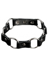 Кожаный черный ошейник с кольцами - Sitabella - купить с доставкой в Рыбинске