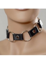 Кожаный черный ошейник с кольцами - Sitabella - купить с доставкой в Рыбинске