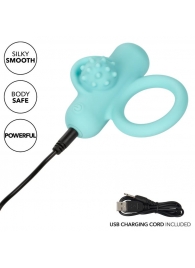 Аквамариновое эрекционное виброкольцо Silicone Rechargeable Nubby Lover’s Delight - California Exotic Novelties - в Рыбинске купить с доставкой