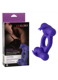 Фиолетовое эрекционное виброкольцо с двумя моторами Silicone Rechargeable Triple Orgasm Enhancer - California Exotic Novelties - в Рыбинске купить с доставкой