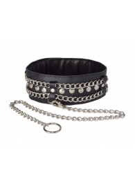 Чёрный ошейник с цепочками и поводком - Sitabella - купить с доставкой в Рыбинске