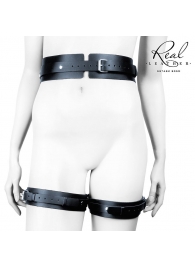 Черный кожаный пояс с гартерами - S-M - Notabu - купить с доставкой в Рыбинске