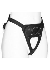 Черный универсальный пояс с фиксацией насадок кольцом - LOVETOY (А-Полимер) - купить с доставкой в Рыбинске