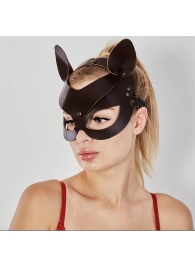 Коричневая кожаная маска  Кошечка - Sitabella - купить с доставкой в Рыбинске