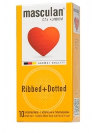 Презервативы с колечками и пупырышками Masculan Ribbed+Dotted - 10 шт. - Masculan - купить с доставкой в Рыбинске