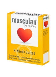 Презервативы с колечками и пупырышками Masculan Ribbed+Dotted - 3 шт. - Masculan - купить с доставкой в Рыбинске