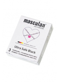 Ультрапрочные презервативы Masculan Ultra Safe Black - 3 шт. - Masculan - купить с доставкой в Рыбинске