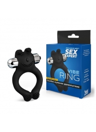 Черное силиконовое эрекционное виброкольцо Sex Expert - Sex Expert - в Рыбинске купить с доставкой