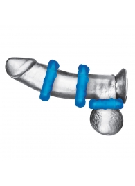 Комплект из трех голубых эрекционных колец 3-Pack Ribbed Rider Cock Ring Set - BlueLine - в Рыбинске купить с доставкой