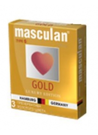 Презервативы Masculan Ultra Gold с золотым напылением и ароматом ванили - 3 шт. - Masculan - купить с доставкой в Рыбинске