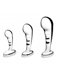 Набор из 3 стальных стимуляторов простаты Stainless Steel P-spot Training Set - b-Vibe - в Рыбинске купить с доставкой