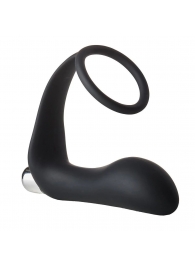 Черное эрекционное кольцо с вибропробкой Vibrating Anal Plug With Cockring - Dream Toys - в Рыбинске купить с доставкой