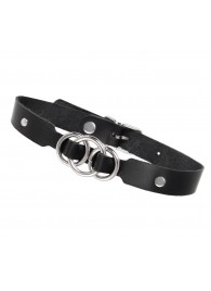 Черный кожаный ошейник со связанными кольцами - Pecado - купить с доставкой в Рыбинске