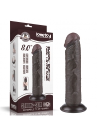 Коричневый фаллоимитатор 8 Sliding Skin Dual Layer Dong - 20 см. - Lovetoy