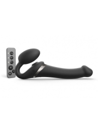 Черный безремневой страпон Multi Orgasm Size M с клиторальной стимуляцией - Strap-on-me - купить с доставкой в Рыбинске