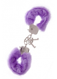 Фиолетовые меховые наручники METAL HANDCUFF WITH PLUSH LAVENDER - Dream Toys - купить с доставкой в Рыбинске