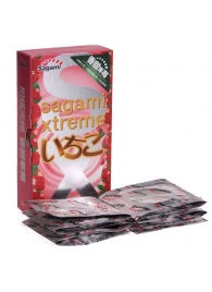 Презервативы Sagami Xtreme Strawberry c ароматом клубники - 10 шт. - Sagami - купить с доставкой в Рыбинске