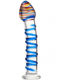 Прозрачный фаллос из стекла со спиралью по телу - 18 см. - Sexus