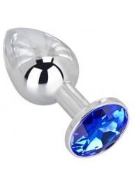 Анальное украшение BUTT PLUG  Small с синим кристаллом - 7 см. - Anal Jewelry Plug - купить с доставкой в Рыбинске