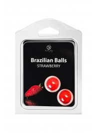 Набор из 2 шариков с массажным маслом Brazilian Balls с ароматом клубники - Secret Play - купить с доставкой в Рыбинске