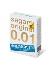 Увлажнённые презервативы Sagami Original 0.01 Extra Lub - 2 шт. - Sagami - купить с доставкой в Рыбинске