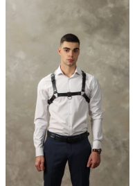 Черная мужская кожаная портупея №4 - БДСМ Арсенал - купить с доставкой в Рыбинске