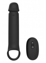 Черная насадка-удлинитель с вибрацией Vibrating Extender With Remote - Dream Toys - в Рыбинске купить с доставкой