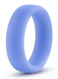 Голубое люминесцентное кольцо Silicone Glo Cock Ring - Blush Novelties - в Рыбинске купить с доставкой