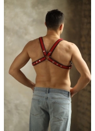 Черно-красная мужская портупея Black-Red - БДСМ Арсенал - купить с доставкой в Рыбинске