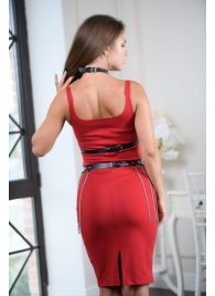 Черно-серебристая портупея-юбка plus size с цепочками - БДСМ Арсенал - купить с доставкой в Рыбинске