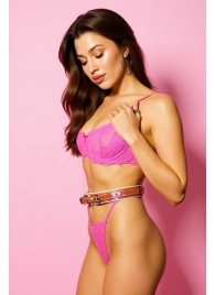 Эффектный розовый пояс из голографической эко-кожи - БДСМ Арсенал - купить с доставкой в Рыбинске