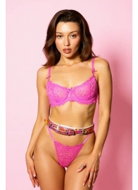 Эффектный розовый пояс из голографической эко-кожи - БДСМ Арсенал - купить с доставкой в Рыбинске