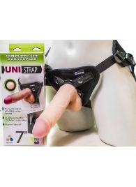 Страпон-унисекс с двумя насадками UNI strap 7  Harness - 19 и 16 см. - LOVETOY (А-Полимер) - купить с доставкой в Рыбинске