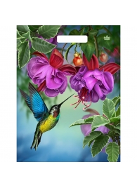 Пакет с принтом в виде колибри в цветах с вырубной ручкой (31х40 см) - Сима-Ленд - купить с доставкой в Рыбинске