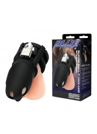 Черная клетка для пениса Silicone Small 2 in Cock Cage With Ball Divider - BlueLine - купить с доставкой в Рыбинске