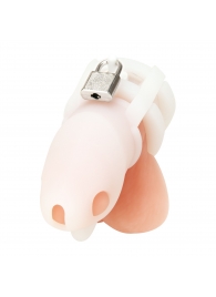 Белая клетка для пениса Silicone Small 2 in Cock Cage With Ball Divider - BlueLine - купить с доставкой в Рыбинске