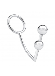 Кольцо на пенис с анальным стимулятором Two Bead Stainless Steel Anal Hook   Cock Ring - BlueLine - в Рыбинске купить с доставкой