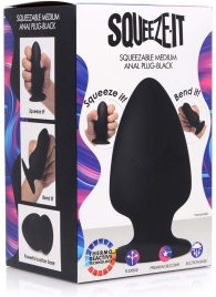 Черная мягкая анальная пробка Squeezable Medium Anal Plug - 11 см. - XR Brands