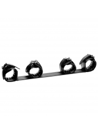 Черная распорка с манжетами для рук и ног Deluxe Rigid Spreader Bar - XR Brands - купить с доставкой в Рыбинске