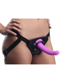 Лиловый поясной страпон Navigator Silicone G-Spot Dildo with Harness - 17,8 см. - XR Brands - купить с доставкой в Рыбинске