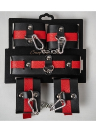 Черно-красный набор фиксаций: наручники, оковы и ошейник - Crazy Handmade - купить с доставкой в Рыбинске