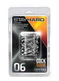 Прозрачная насадка с объёмными чёрточками STAY HARD COCK SLEEVE 06 CLEAR - Blush Novelties - в Рыбинске купить с доставкой