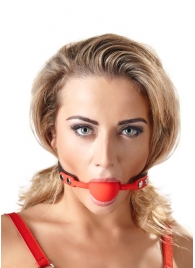 Силиконовый кляп-шар на чёрных ремешках Red Gag silicone - Orion - купить с доставкой в Рыбинске