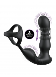 Черный вибростимулятор простаты с кольцом Ass-gasm Slide   Glide - Pipedream - в Рыбинске купить с доставкой