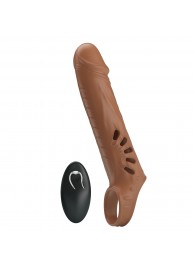 Коричневая вибронасадка с подхватом мошонки и пультом ДУ - Baile - в Рыбинске купить с доставкой