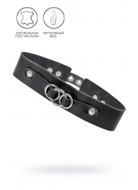 Черный чокер-ошейник со связанными кольцами на подложке - Pecado - купить с доставкой в Рыбинске