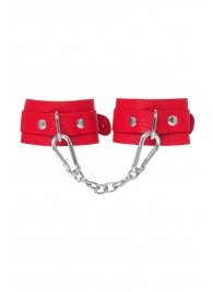 Красные кожаные наручники-браслеты со скруглёнными углами - Pecado - купить с доставкой в Рыбинске