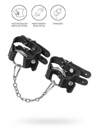 Черные кожаные наручники-браслеты из двух ремешков - Pecado - купить с доставкой в Рыбинске